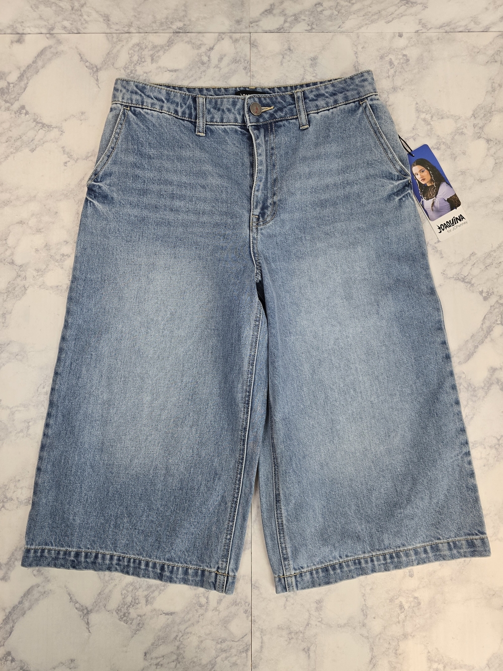 Joaquina Medium Wash Wide-Leg Denim Culotte Shorts Size 2